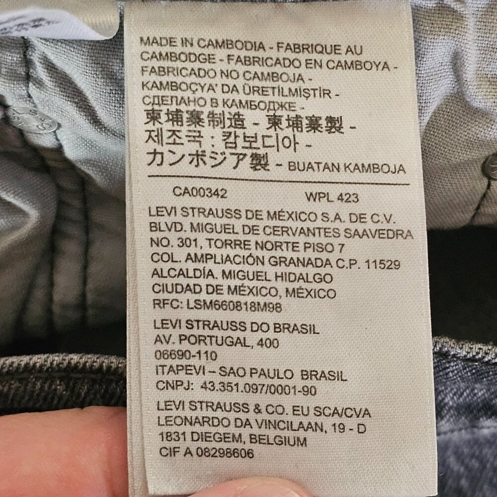 Levis 501 Skinny Jeans Mens Tag 27x32 Act 30x30.5 Black Raw Hem Button Fly - Picture 12 of 12